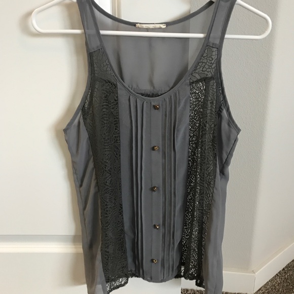 Lush Tops - Grey Sheer Tank